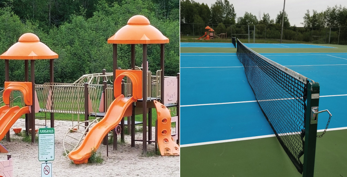 Playground and Tennis court